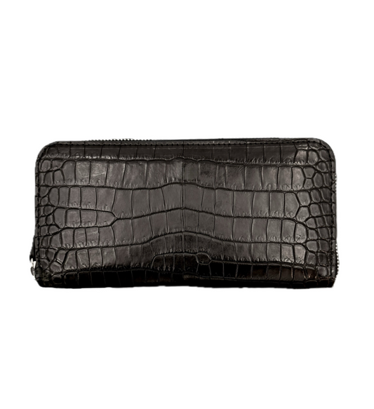 【クロコダイルポロサス】ワニ革ラウンド長財布-Round Wallet