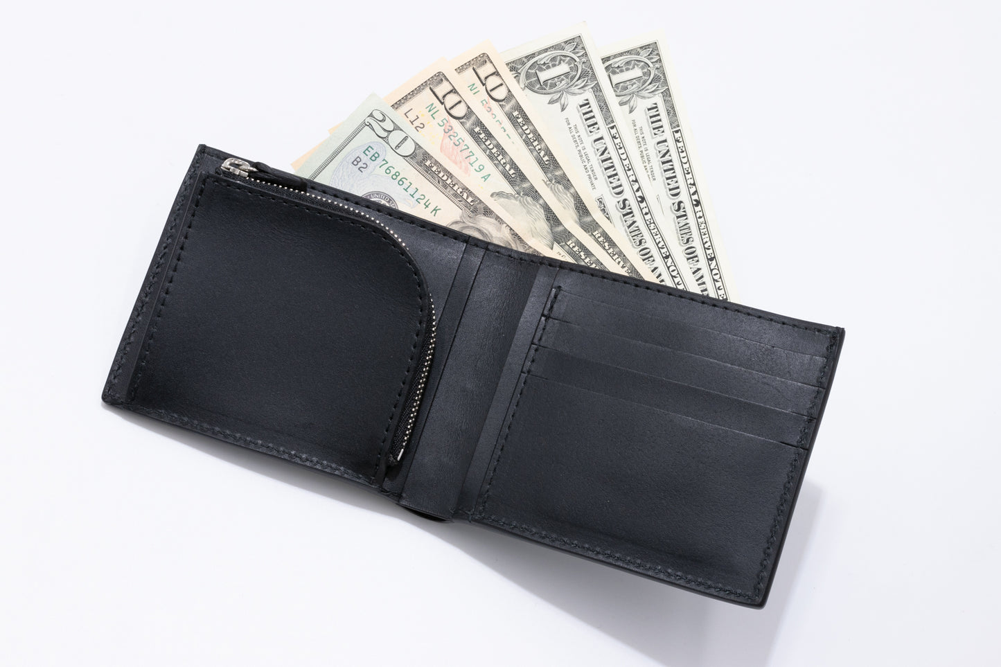 【クロコダイルポロサス】ワニ革墨染二つ折り財布-Short Wallet