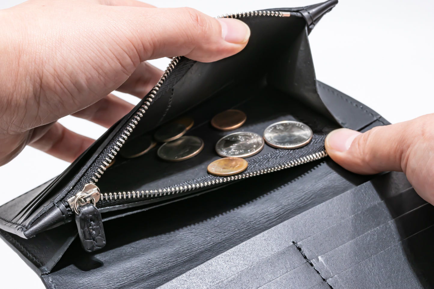 【クロコダイルポロサス】 ワニ革墨染二つ折り長財布-Long Wallet
