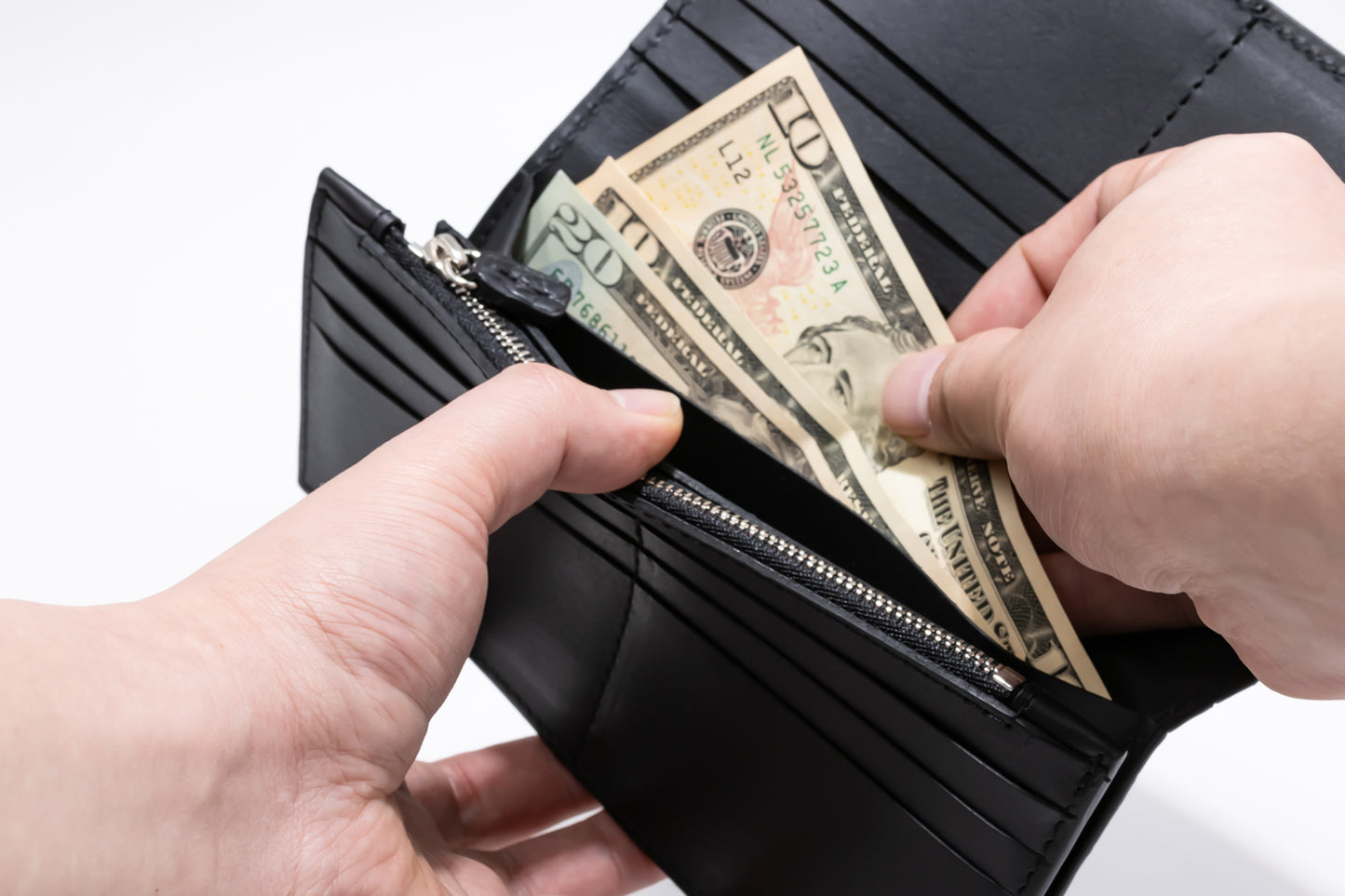 【クロコダイルポロサス】 ワニ革墨染二つ折り長財布-Long Wallet