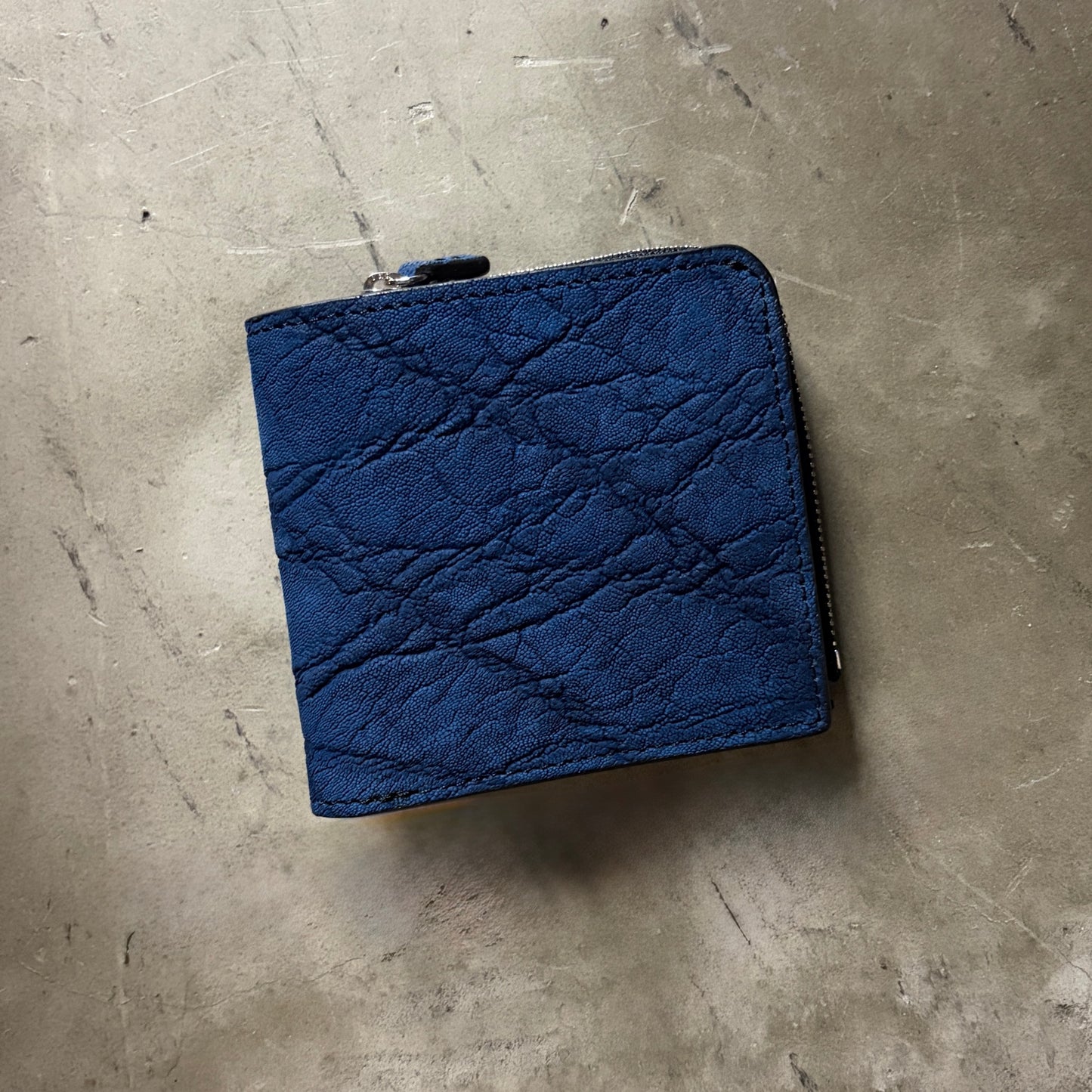 【エレファント】象革二つ折り財布スモール藍染め-Elephant Small Wallet INDIGO
