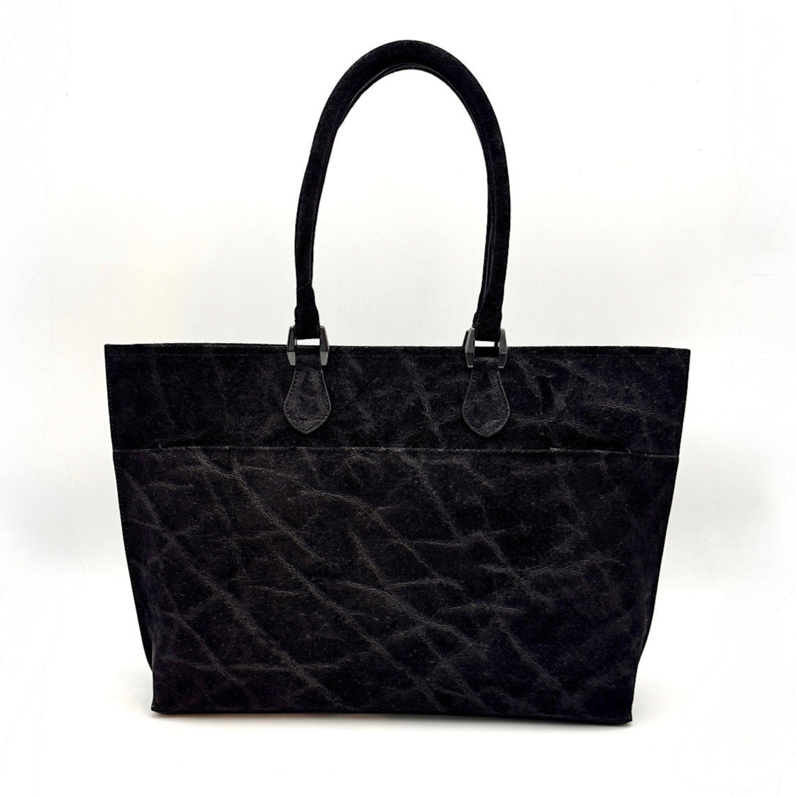 【エレファント】象革トートバッグ-Black Elephant BIG TOTE BAG