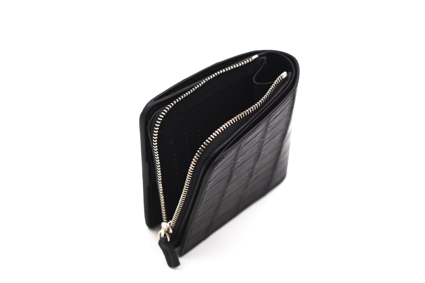 【クロコダイルポロサス】ワニ革墨染二つ折り財布スモール-Small Wallet