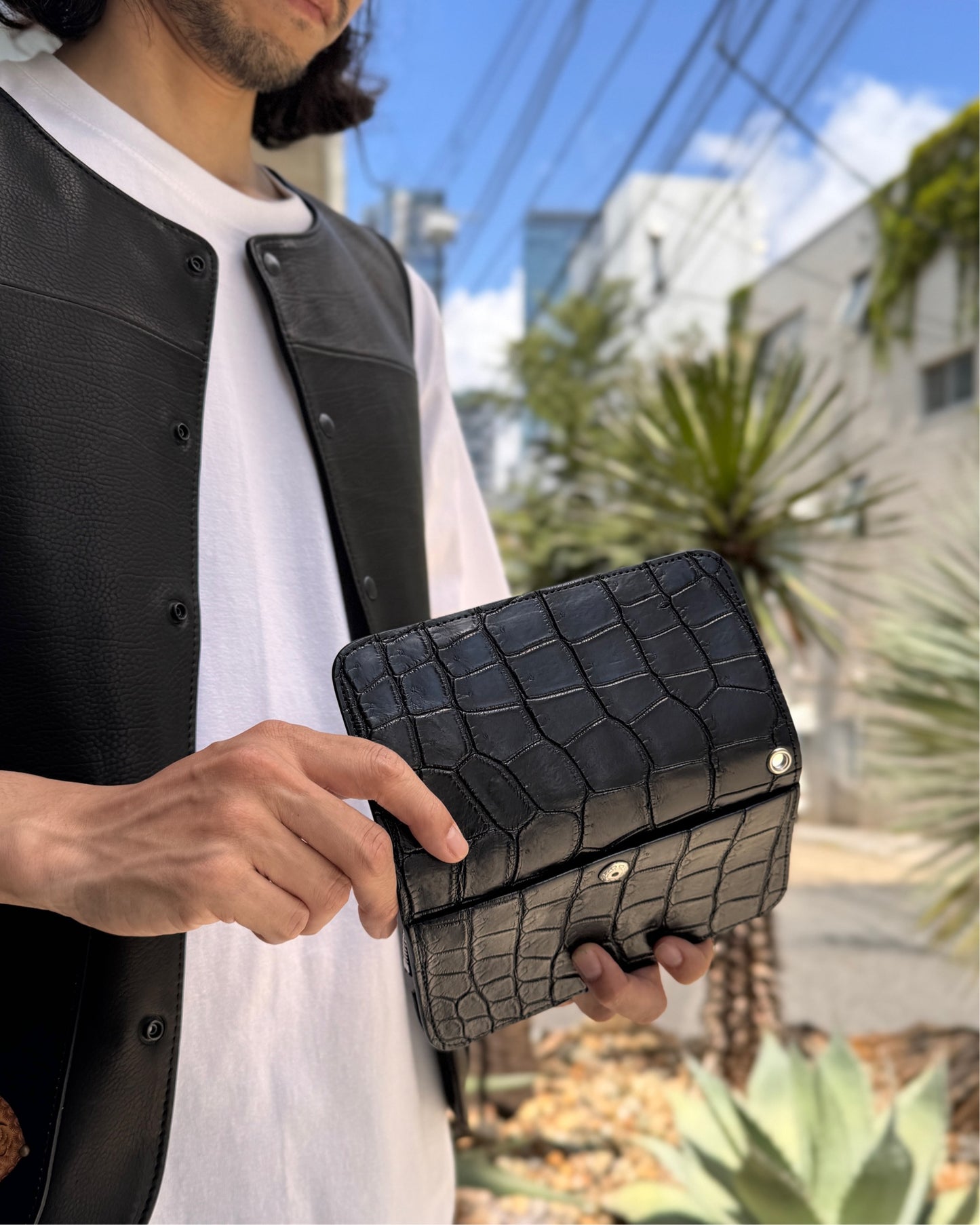 【クロコダイルポロサス】ワニ革トラッカーウォレット-Tracker Wallet-