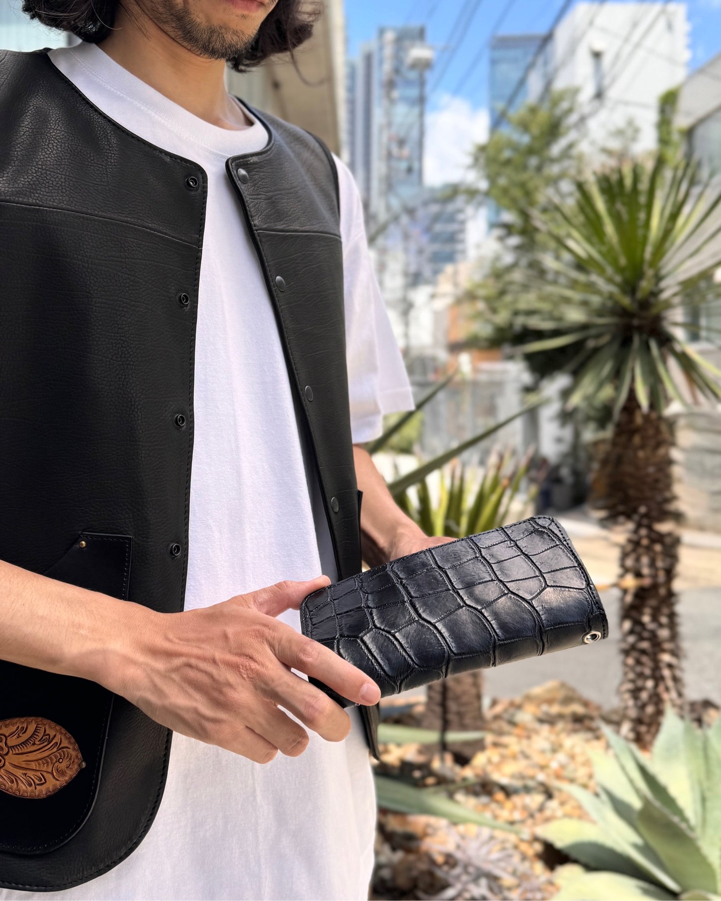 【クロコダイルポロサス】ワニ革トラッカーウォレット-Tracker Wallet-