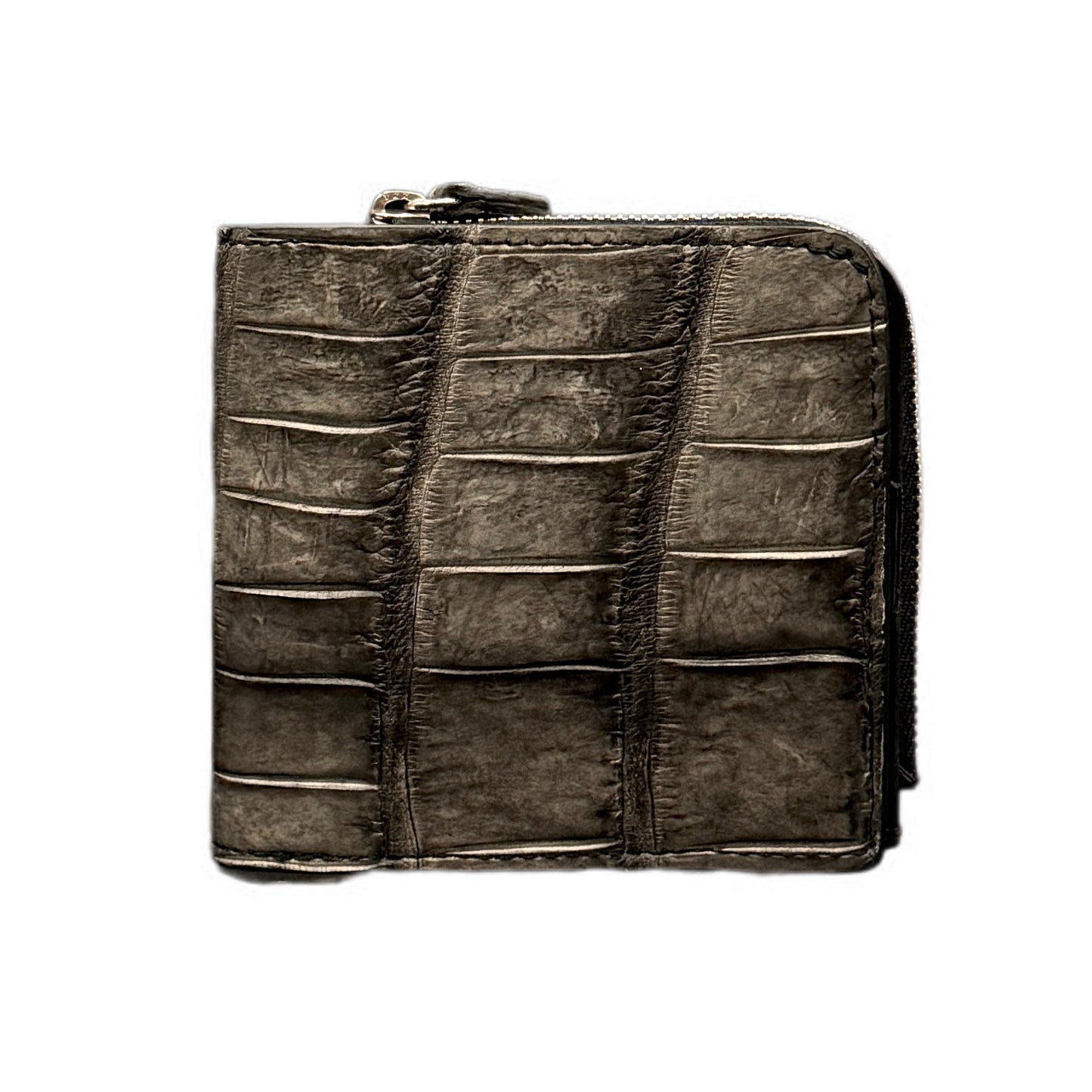 【クロコダイルポロサス】ワニ革墨染二つ折り財布スモール-Small Wallet