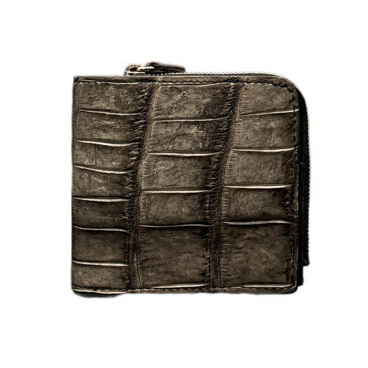 【クロコダイルポロサス】ワニ革墨染二つ折り財布スモール-Small Wallet
