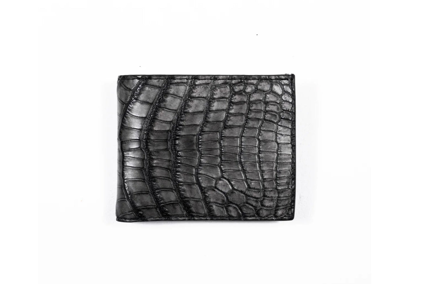 【クロコダイルポロサス】ワニ革墨染二つ折り財布-Short Wallet