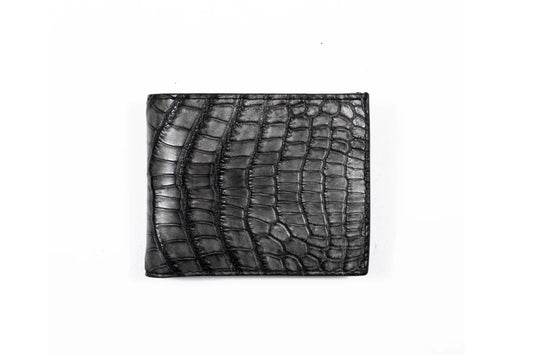 【クロコダイルポロサス】ワニ革墨染二つ折り財布-Short Wallet