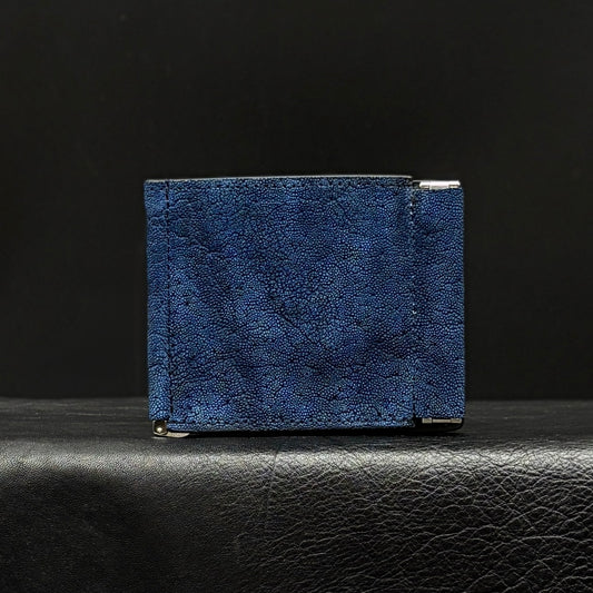 【エレファント】象革マネークリップウォレット 藍染め-Elephant Money Clip Wallet INDIGO