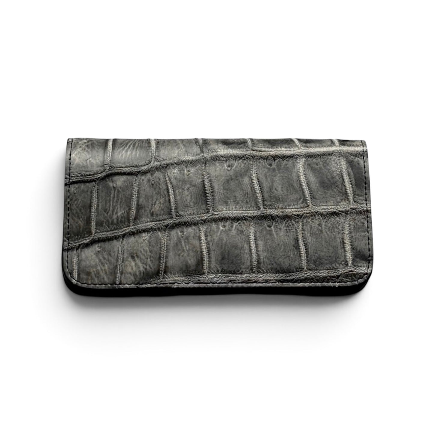 【クロコダイルポロサス】ワニ革トラッカーウォレット墨染め-Tracker Wallet SUMI