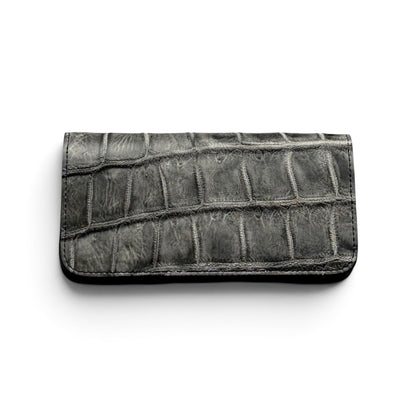 【クロコダイルポロサス】ワニ革トラッカーウォレット墨染め-Tracker Wallet SUMI