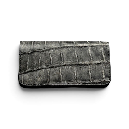 【クロコダイルポロサス】ワニ革トラッカーウォレット墨染め-Tracker Wallet SUMI