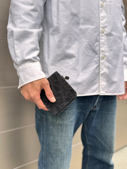 【エレファント】象革二つ折り財布スモール-Black Elephant Small Wallet