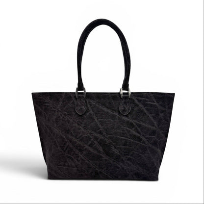 【エレファント】象革トートバッグ-Black Elephant BIG TOTE BAG