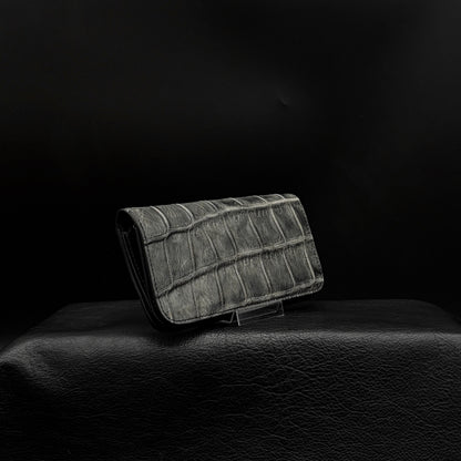 【クロコダイルポロサス】ワニ革トラッカーウォレット墨染め-Tracker Wallet SUMI