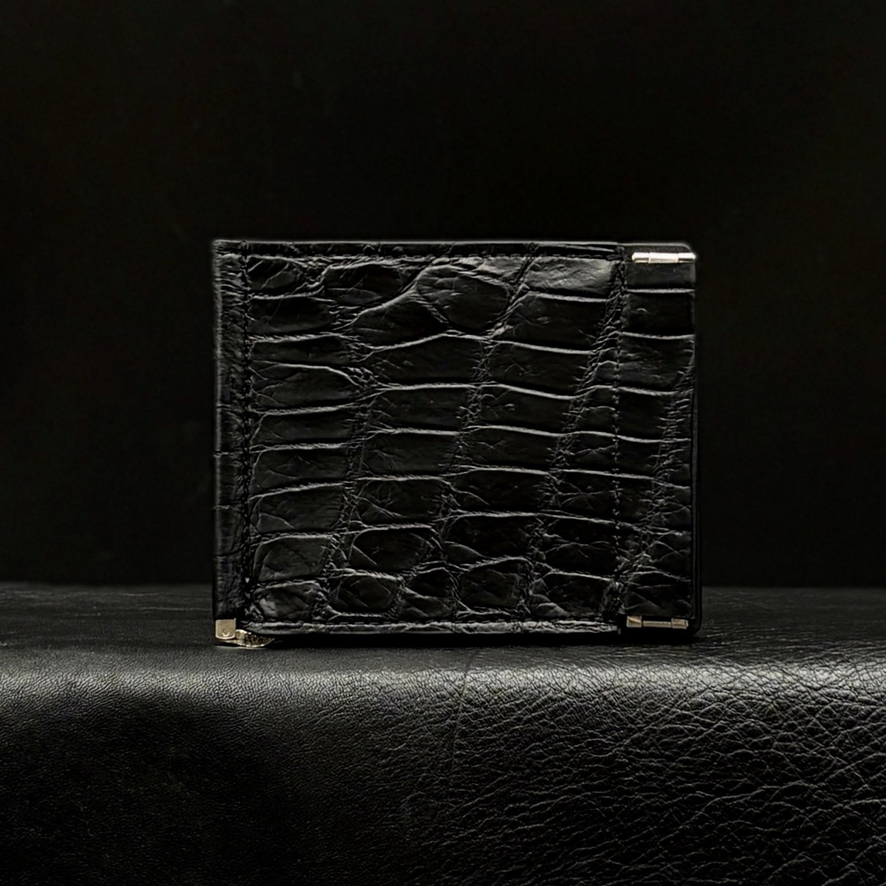 【クロコダイルポロサス】鰐革マネークリップウォレット-Crocodile Porosus Money Clip Wallet
