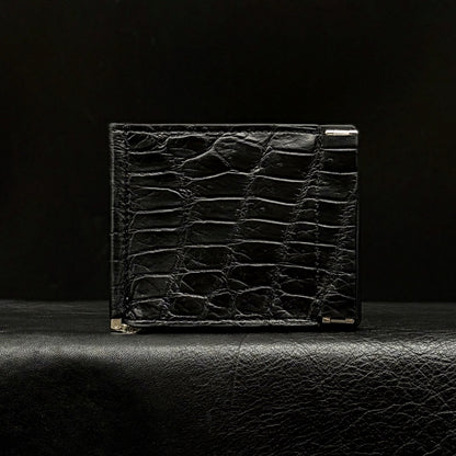 【クロコダイルポロサス】鰐革マネークリップウォレット-Crocodile Porosus Money Clip Wallet