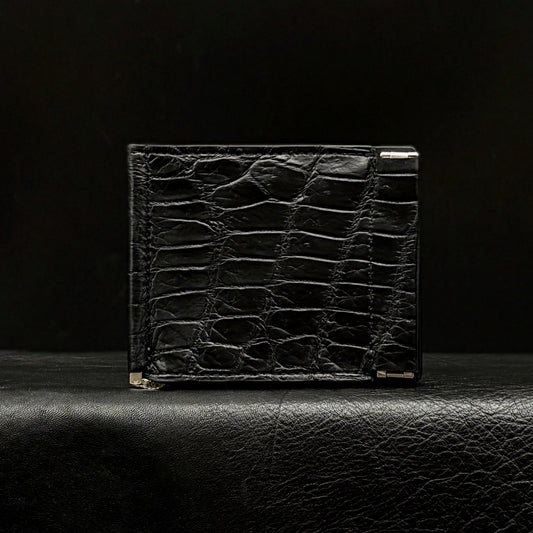 【クロコダイルポロサス】鰐革マネークリップウォレット-Crocodile Porosus Money Clip Wallet