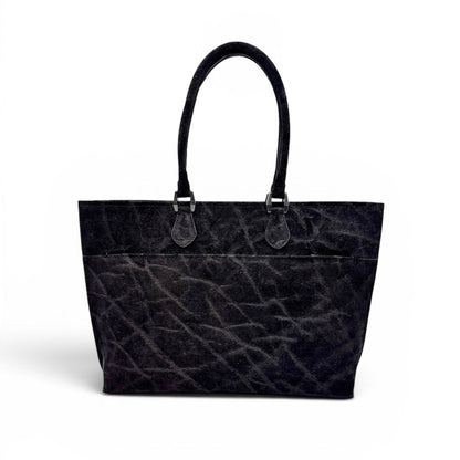 【エレファント】象革トートバッグ-Black Elephant BIG TOTE BAG