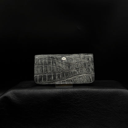 【クロコダイルポロサス】ワニ革トラッカーウォレット墨染め-Tracker Wallet SUMI