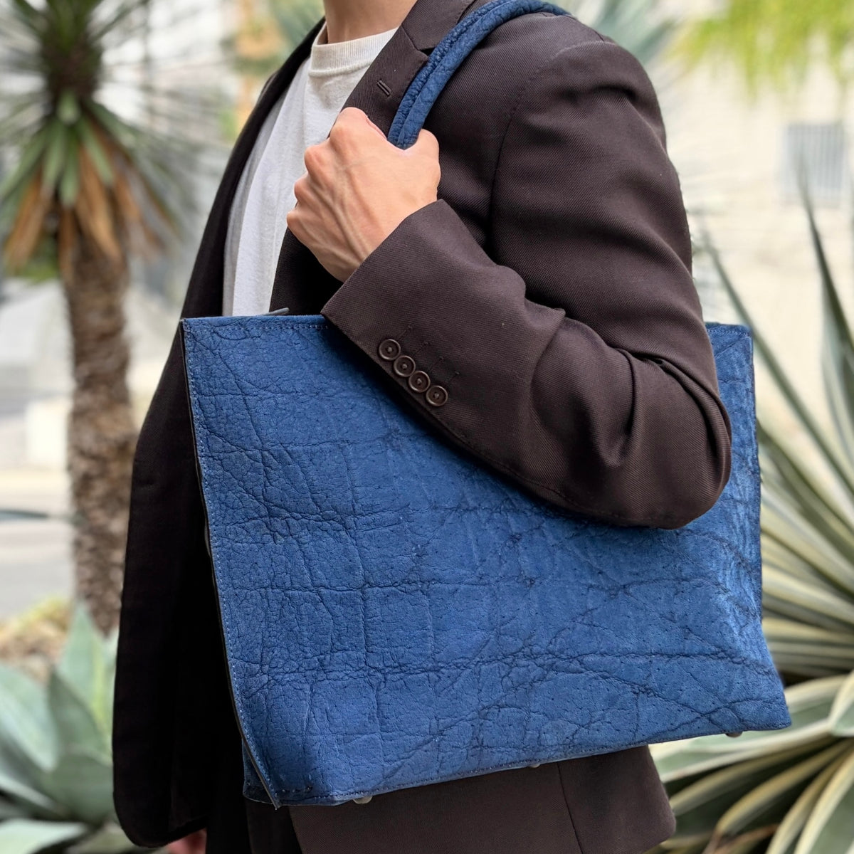 【エレファント】象革トートバッグ 藍染め Elephant BIG TOTE BAG INDIGO