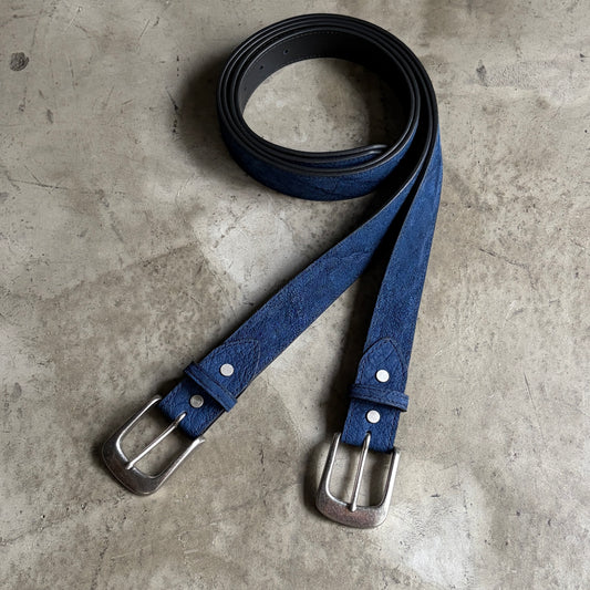 エレファントレザーベルト藍染め(象革ベルト)/ニッケルつや消しバックル -Elephant Leather Belt INDIGO