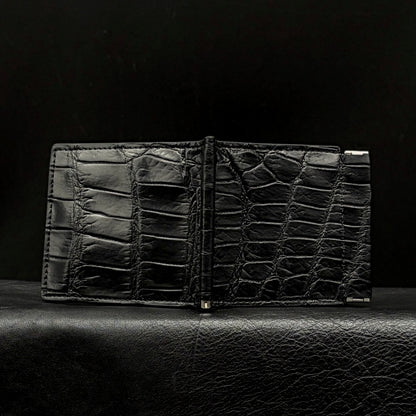 【クロコダイルポロサス】鰐革マネークリップウォレット-Crocodile Porosus Money Clip Wallet