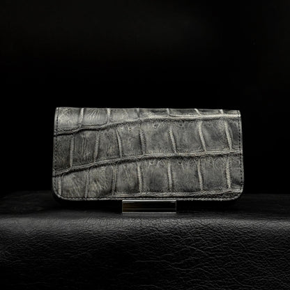 【クロコダイルポロサス】ワニ革トラッカーウォレット墨染め-Tracker Wallet SUMI