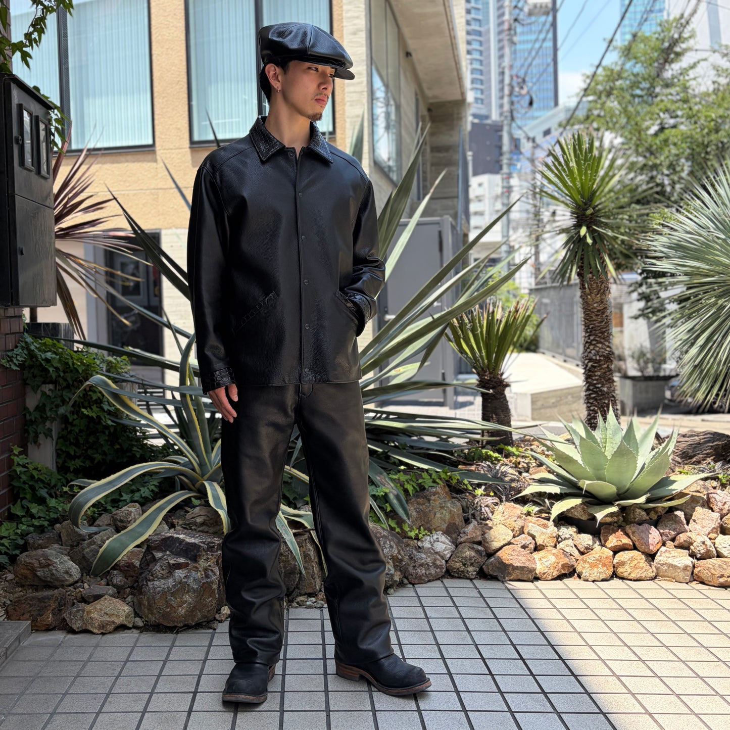 SOTOMI×ATSU CROCODILE&CHROOME LEATHER PANTS "THUNDER BIRD" The Ore【レザーパンツ/革パン/クロコダイル/ポロサス】