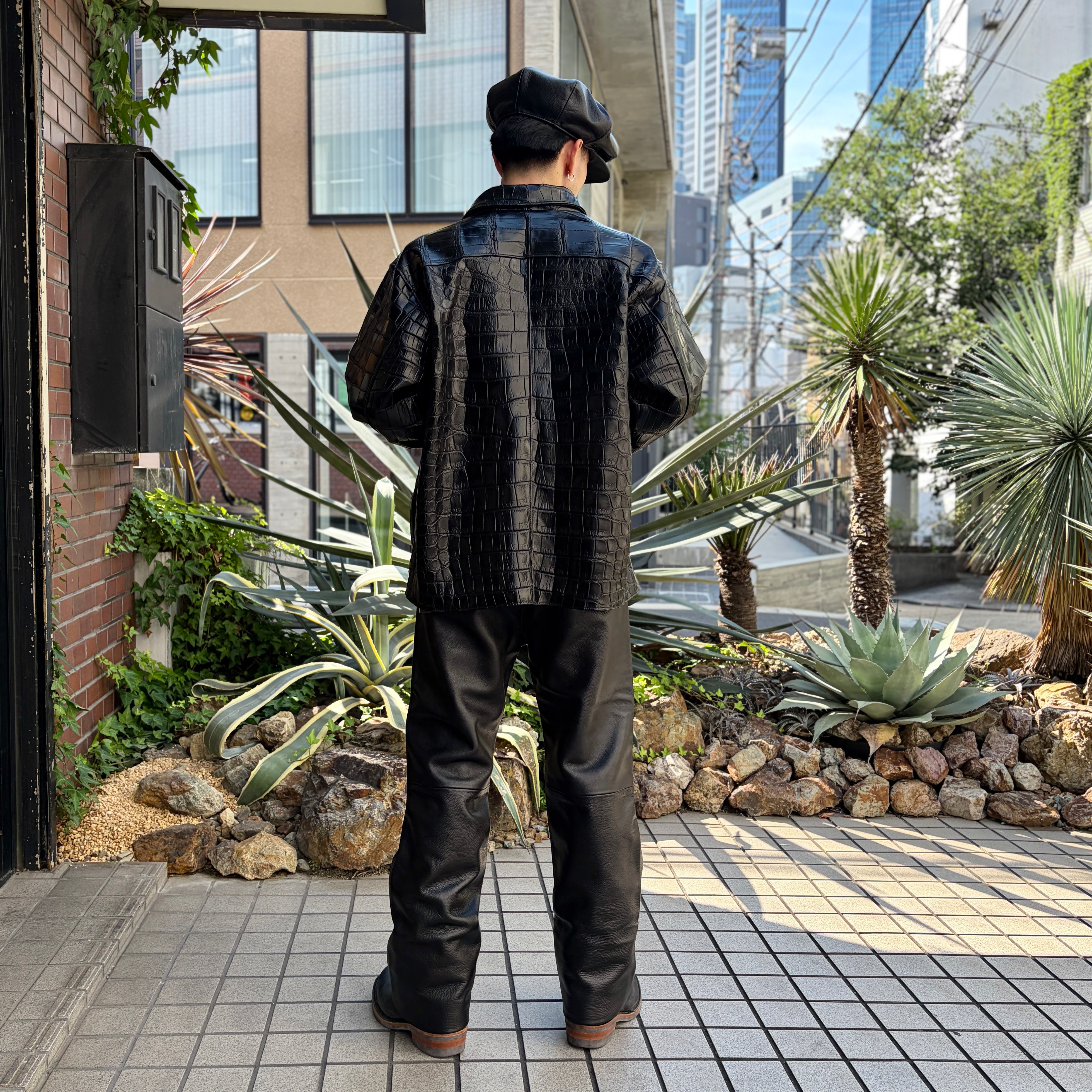 SOTOMI×ATSU CROCODILE&CHROME LEATHER PANTS 