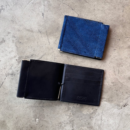 【エレファント】象革マネークリップウォレット 藍染め-Elephant Money Clip Wallet INDIGO