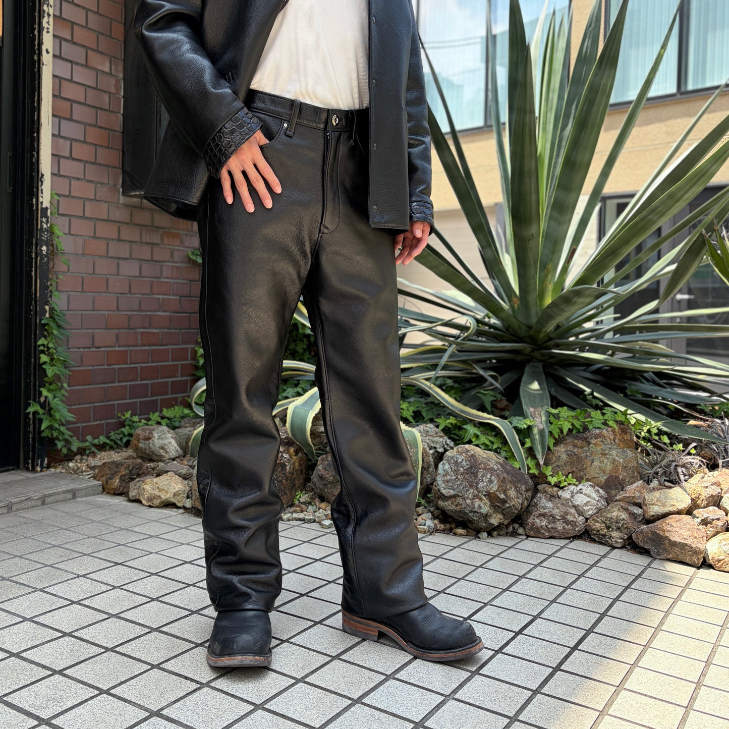 SOTOMI×ATSU CROCODILE&CHROOME LEATHER PANTS "THUNDER BIRD" The Ore【レザーパンツ/革パン/クロコダイル/ポロサス】