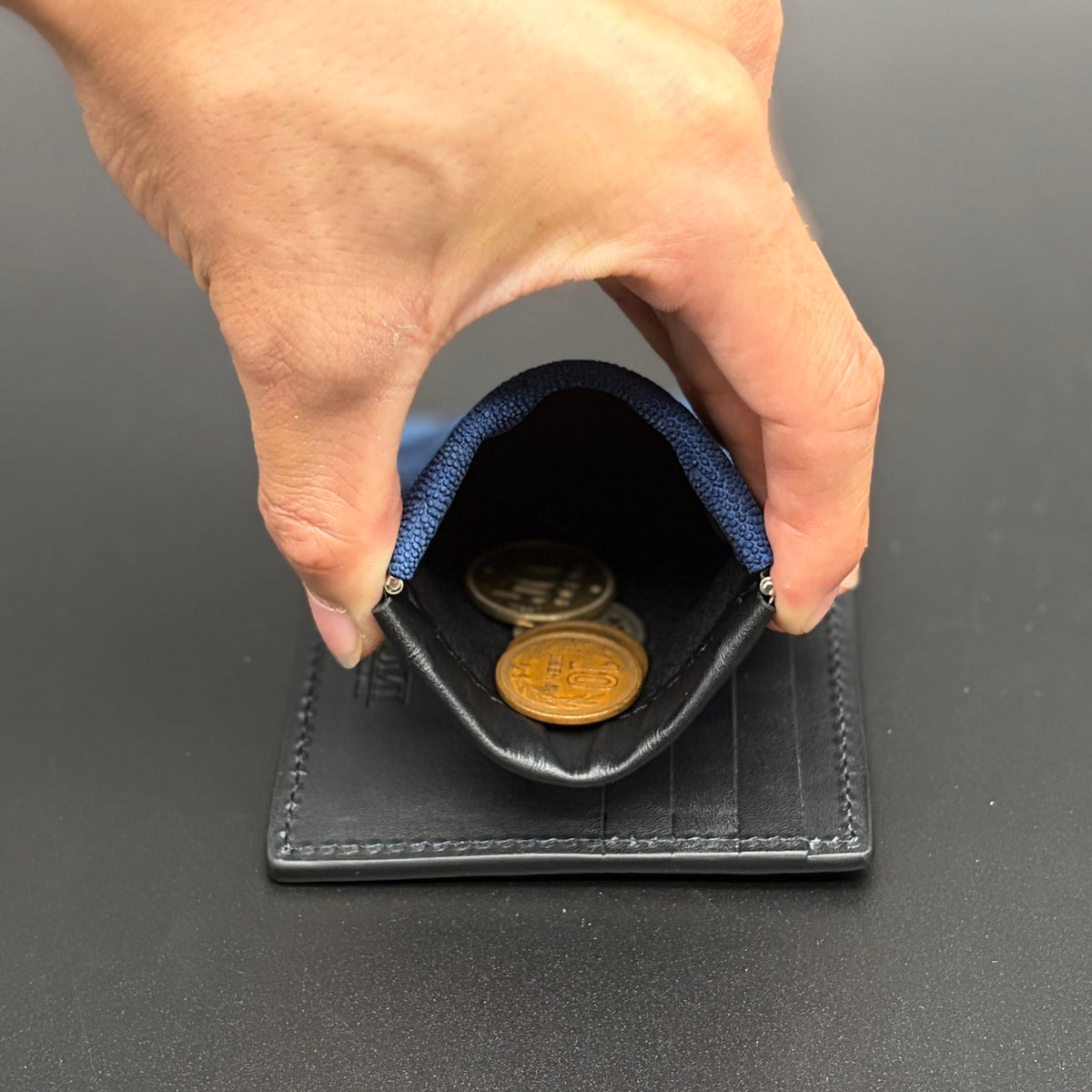 【エレファント】象革マネークリップウォレット 藍染め-Elephant Money Clip Wallet INDIGO