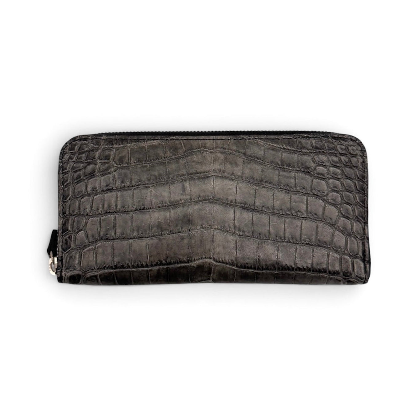 【クロコダイルポロサス】ワニ革墨染ラウンド長財布-Round Wallet
