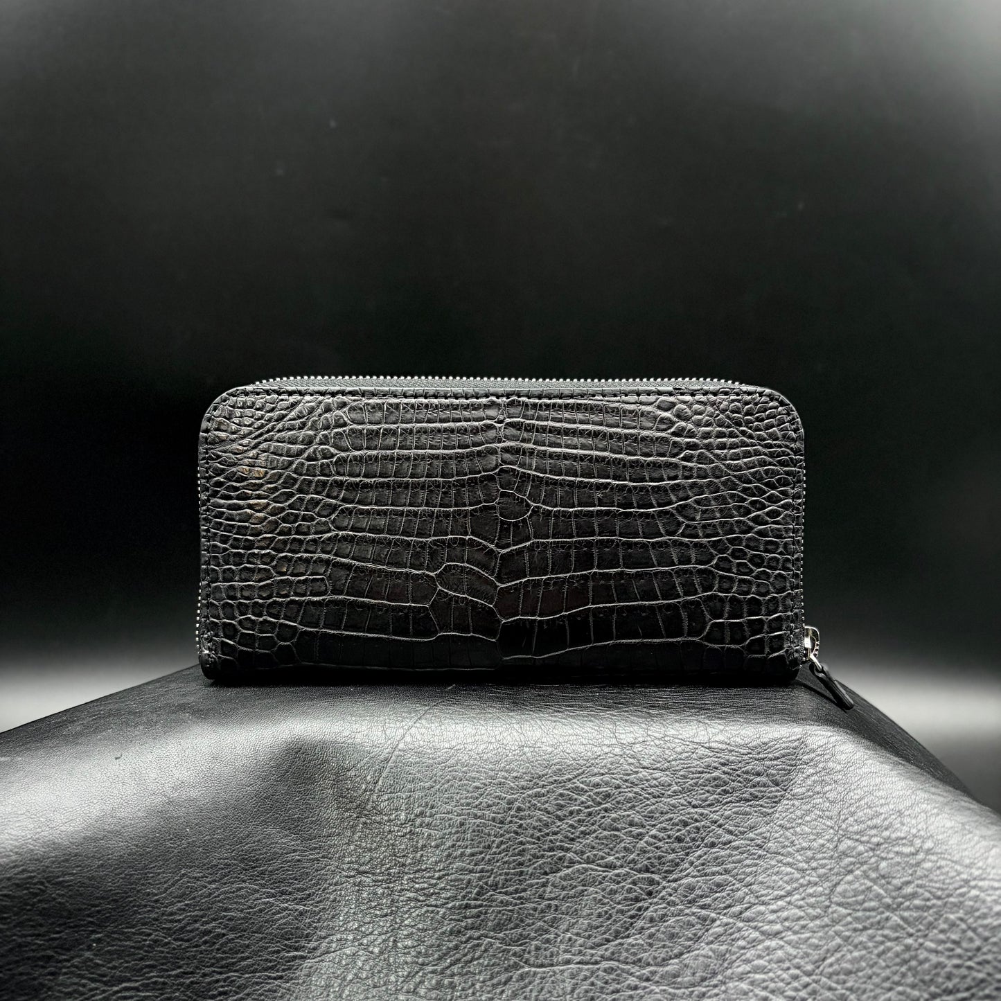 【クロコダイルポロサス】ワニ革ラウンド長財布-Round Wallet