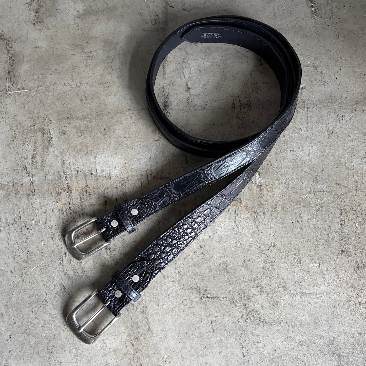 クロコダイル ポロサス レザーベルト/ニッケルつや消しバックル -Crocodile Porosus Leather Belt-