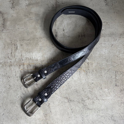 クロコダイル ポロサス レザーベルト/ニッケルつや消しバックル -Crocodile Porosus Leather Belt-