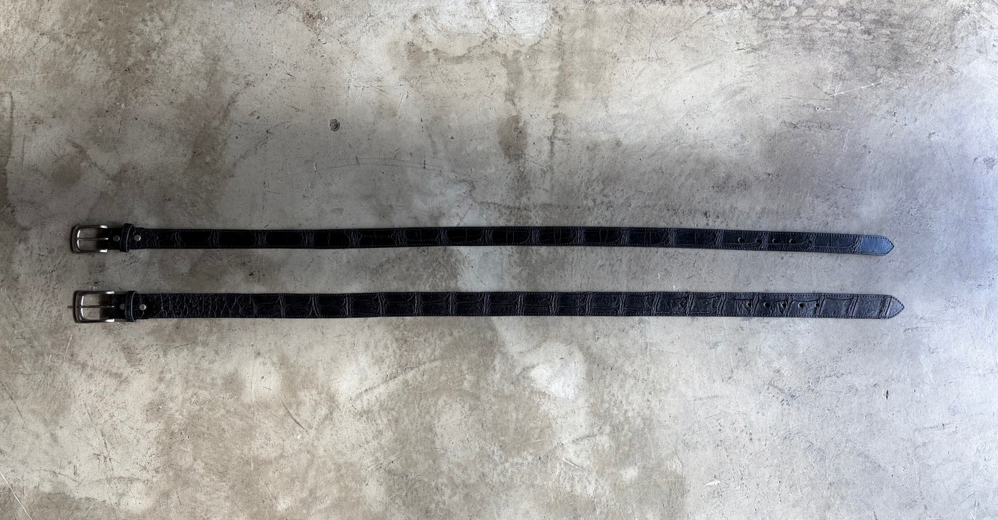 クロコダイル ポロサス レザーベルト/ニッケルつや消しバックル -Crocodile Porosus Leather Belt-