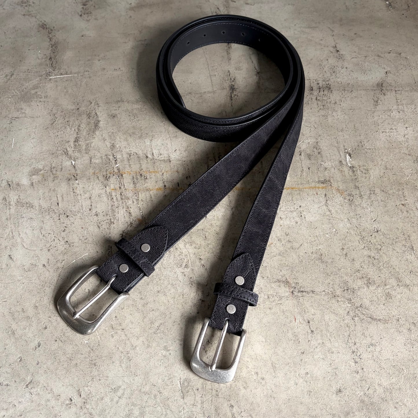 エレファントレザーベルト(象革ベルト)/ニッケルつや消し加工(シルバーカラー)バックル -Elephant Leather Belt-