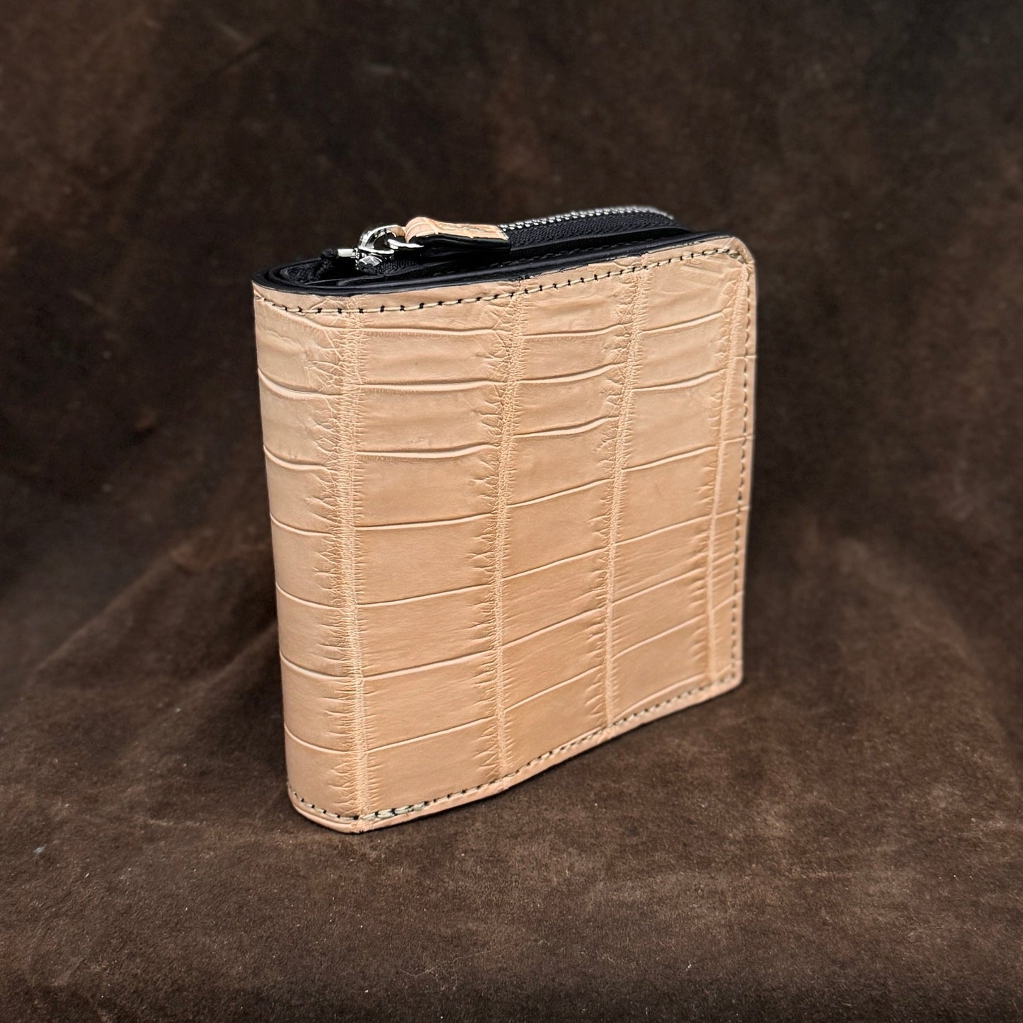 限定カラー【クロコダイル ポロサス】ワニ革ヌメ二つ折り財布スモール-Crocodile Small Wallet