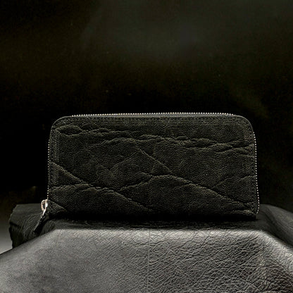 【エレファント】象革ラウンド長財布-Black Elephant Round Wallet