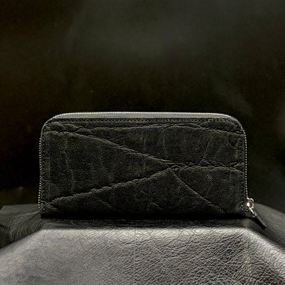 【エレファント】象革ラウンド長財布-Black Elephant Round Wallet