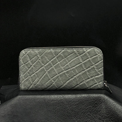 【エレファント】象革ラウンド長財布-GRAY Elephant Round Wallet