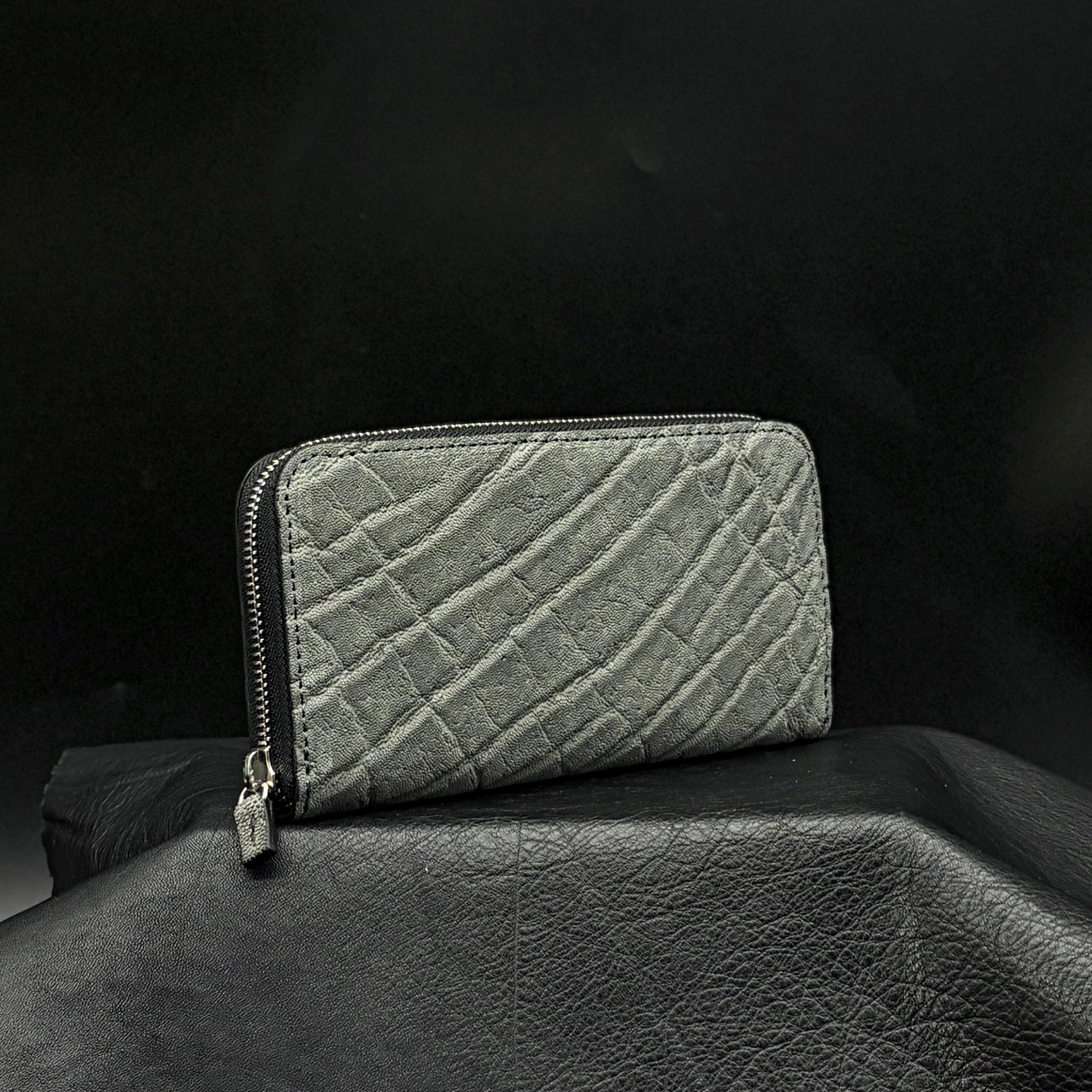 エレファントレザー elephant leather 長財布 エレファント】象革ラウンド長財布-GRAY Elephant Round Wallet