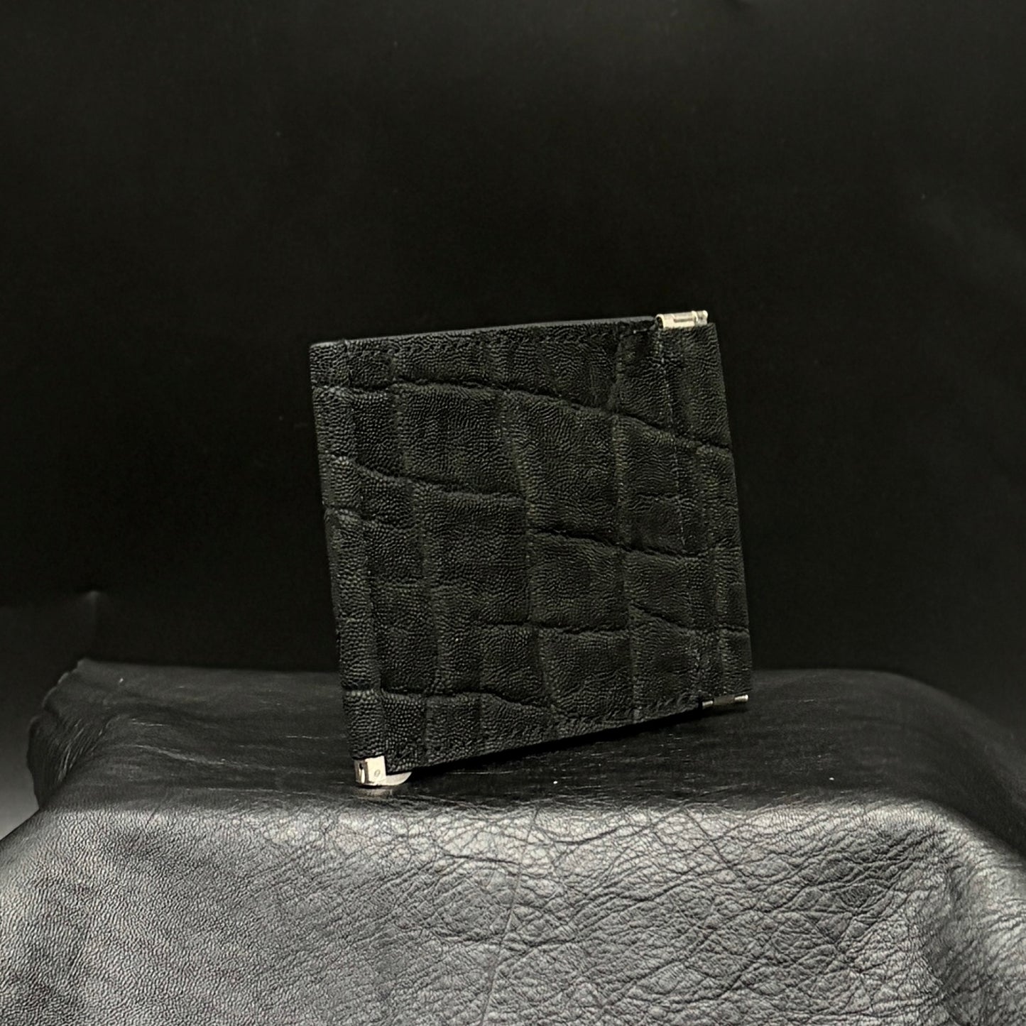 【エレファント】象革マネークリップウォレット-BLACK Elephant Money Clip Wallet