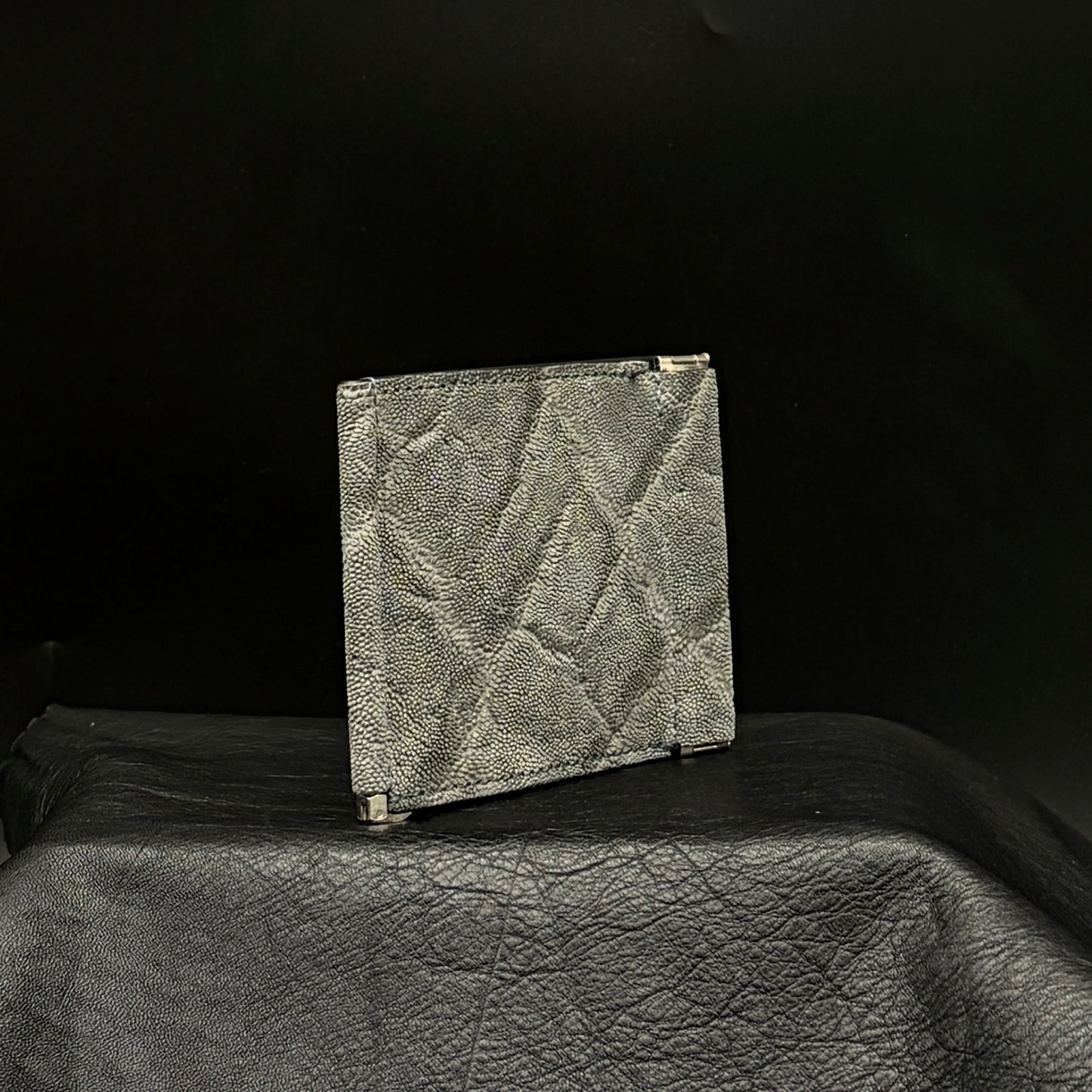 【エレファント】象革マネークリップウォレット-GRAY Elephant Money Clip Wallet