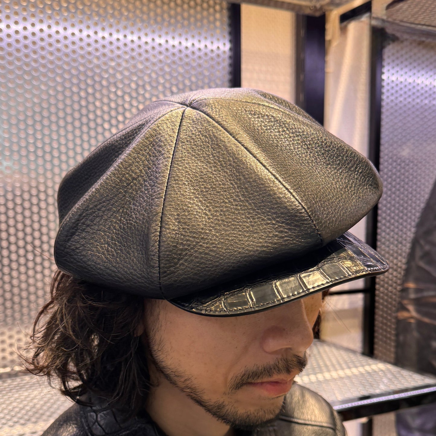 SOTOMI×ATSU ORIGINAL CHROME LEATHER × CROCODILE POROSUS Casquette【クロムハイド/クロコダイル/ポロサス/キャスケット】