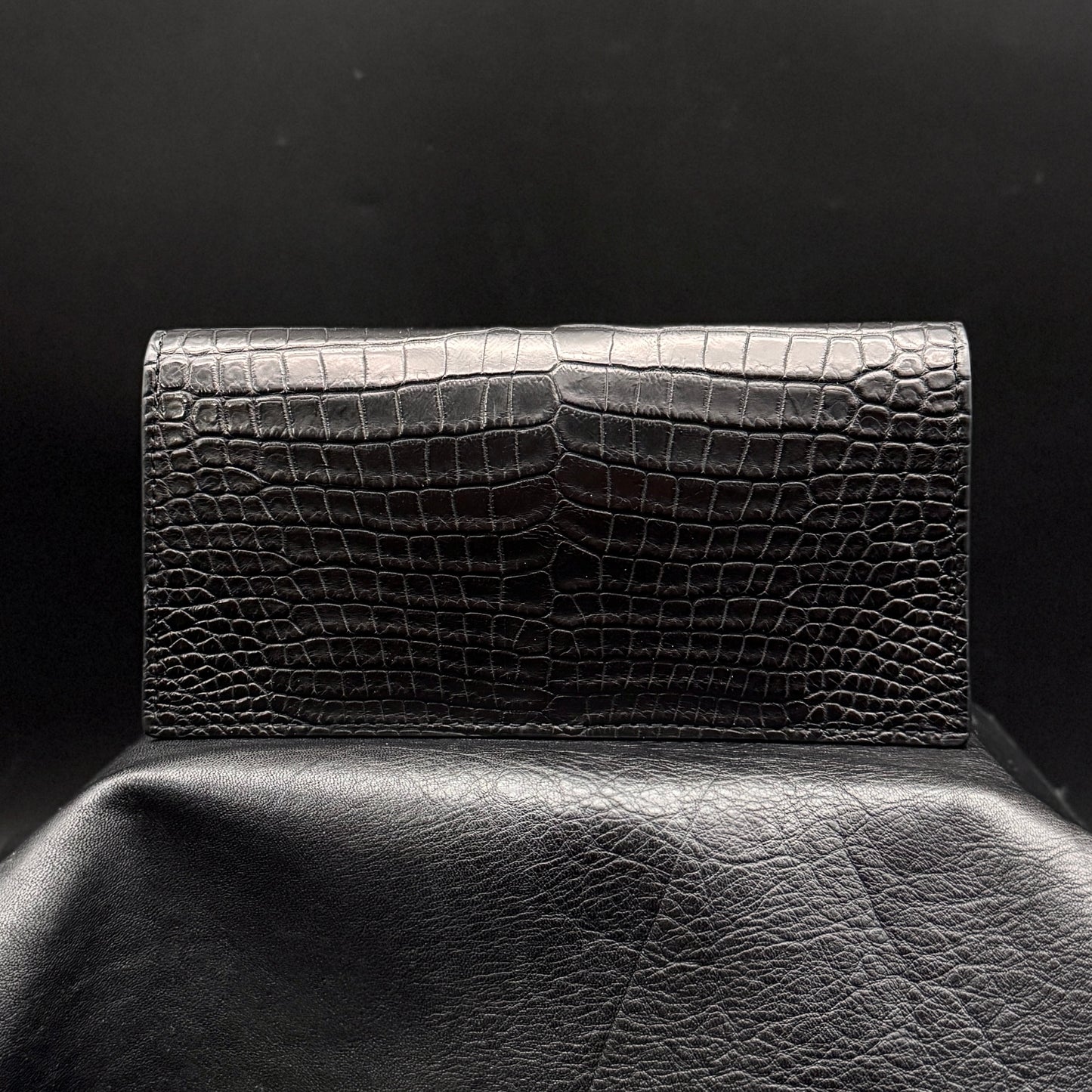 【クロコダイルポロサス】ワニ革二つ折り長財布-Long Wallet