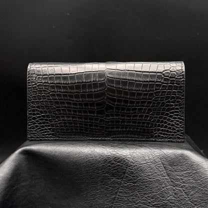 【クロコダイルポロサス】ワニ革二つ折り長財布-Long Wallet